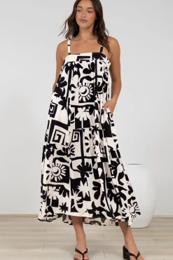 Abegail Midi Dress - Square Neckline Sun Dress in Halsey Print><noscript><img width=