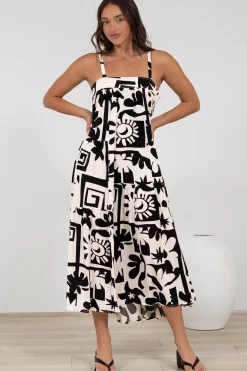 Abegail Midi Dress - Square Neckline Sun Dress in Halsey Print><noscript><img width=