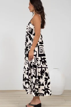 Abegail Midi Dress - Square Neckline Sun Dress in Halsey Print><noscript><img width=