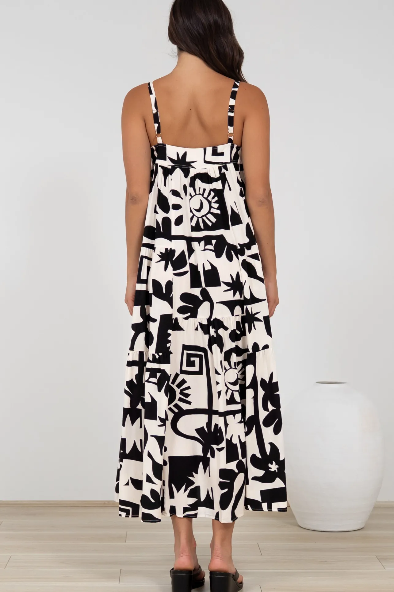 Abegail Midi Dress - Square Neckline Sun Dress in Halsey Print>Salty Crush Best