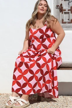 Acacia Maxi Dress - Square Neckline Thick Adjustable Strap Sun Dress in Bambina Print><noscript><img width=
