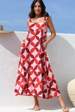 Acacia Maxi Dress - Square Neckline Thick Adjustable Strap Sun Dress in Bambina Print><noscript><img width=