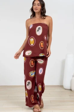 Adelaide Pants - Drawstring High Waisted Wide Leg Pant in Tamrin Print><noscript><img width=