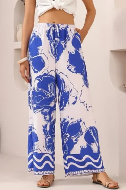 Adelaide Pants - Drawstring High Waisted Wide Leg Pant in Katiya Print>Salty Crush Outlet