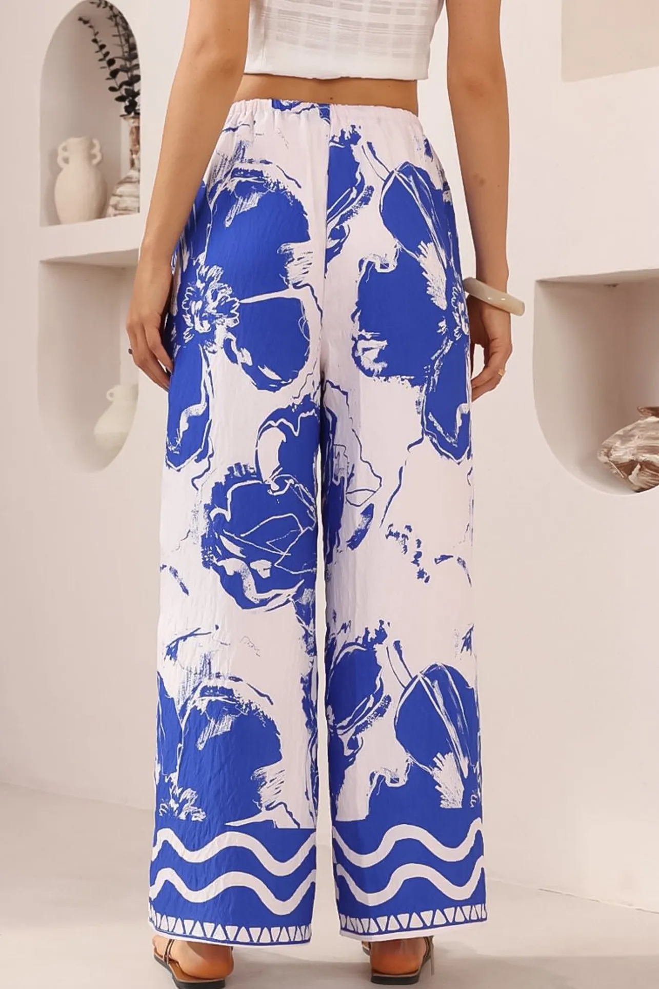 Adelaide Pants - Drawstring High Waisted Wide Leg Pant in Katiya Print>Salty Crush Outlet
