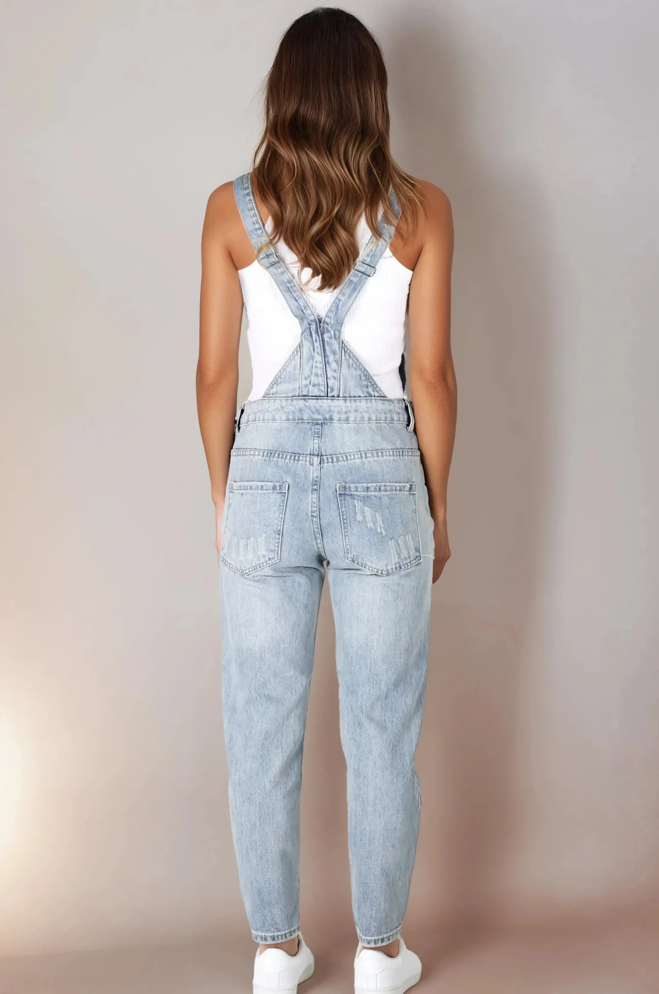 Aeryn Denim Overalls - Straight Leg Dungarees in Stone Wash Denim>Salty Crush Clearance