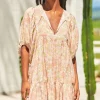 Alice Mini Dress - V Neckline with Pin Tucking Bust Detail Dress Tigerlily Print>Jaase Best