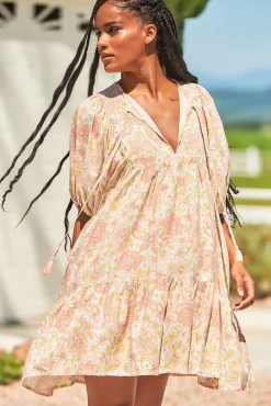 Alice Mini Dress - V Neckline with Pin Tucking Bust Detail Dress Tigerlily Print><noscript><img width=