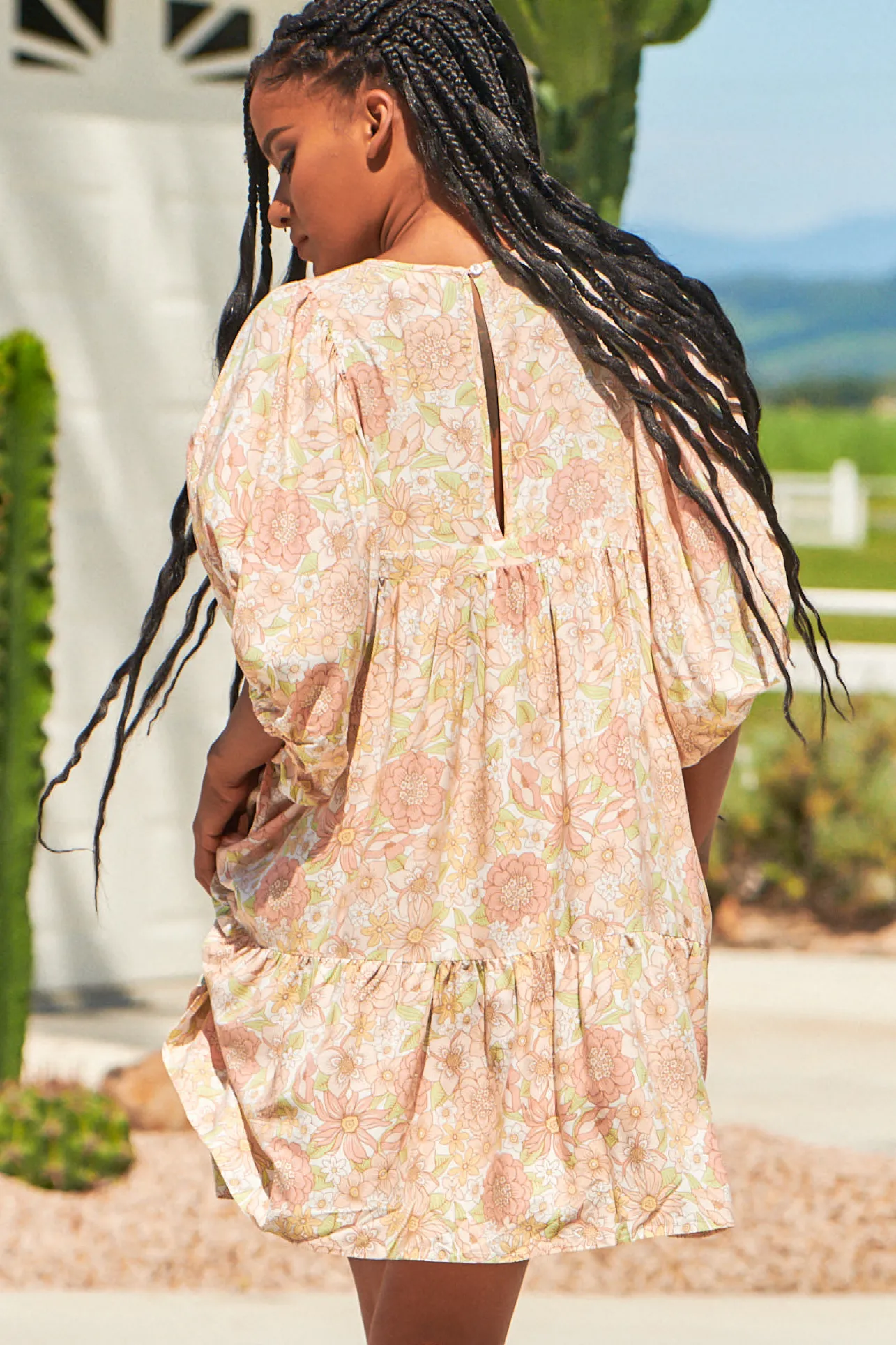 Alice Mini Dress - V Neckline with Pin Tucking Bust Detail Dress Tigerlily Print>Jaase Best