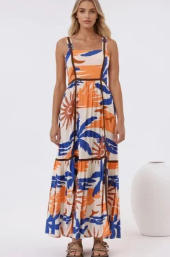 Angie Maxi Dress - Thick Strap Tiered Skirt Sun Dress in Trula Print><noscript><img width=