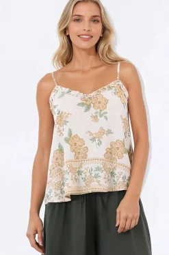 Annika Top - Soft V Neckline Adjustable Strap Cami in Gisella Print><noscript><img width=