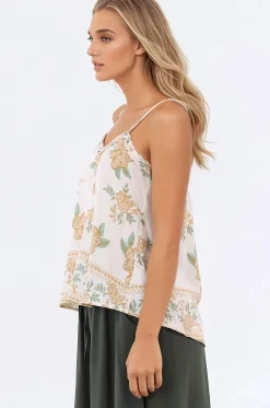 Annika Top - Soft V Neckline Adjustable Strap Cami in Gisella Print><noscript><img width=