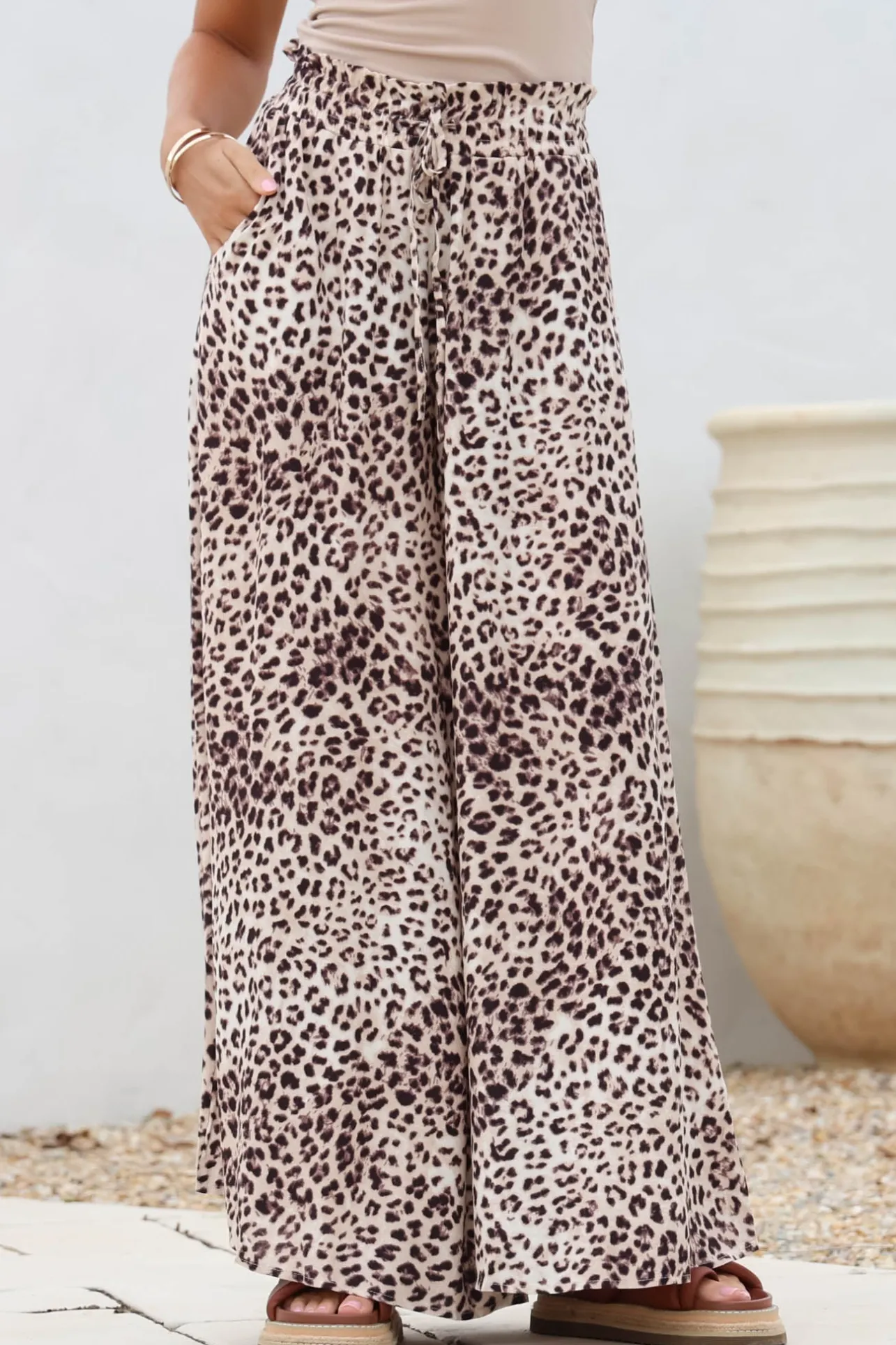 Archer Pants - High Waisted Wide Leg Pants in Tatum Print>Salty Crush