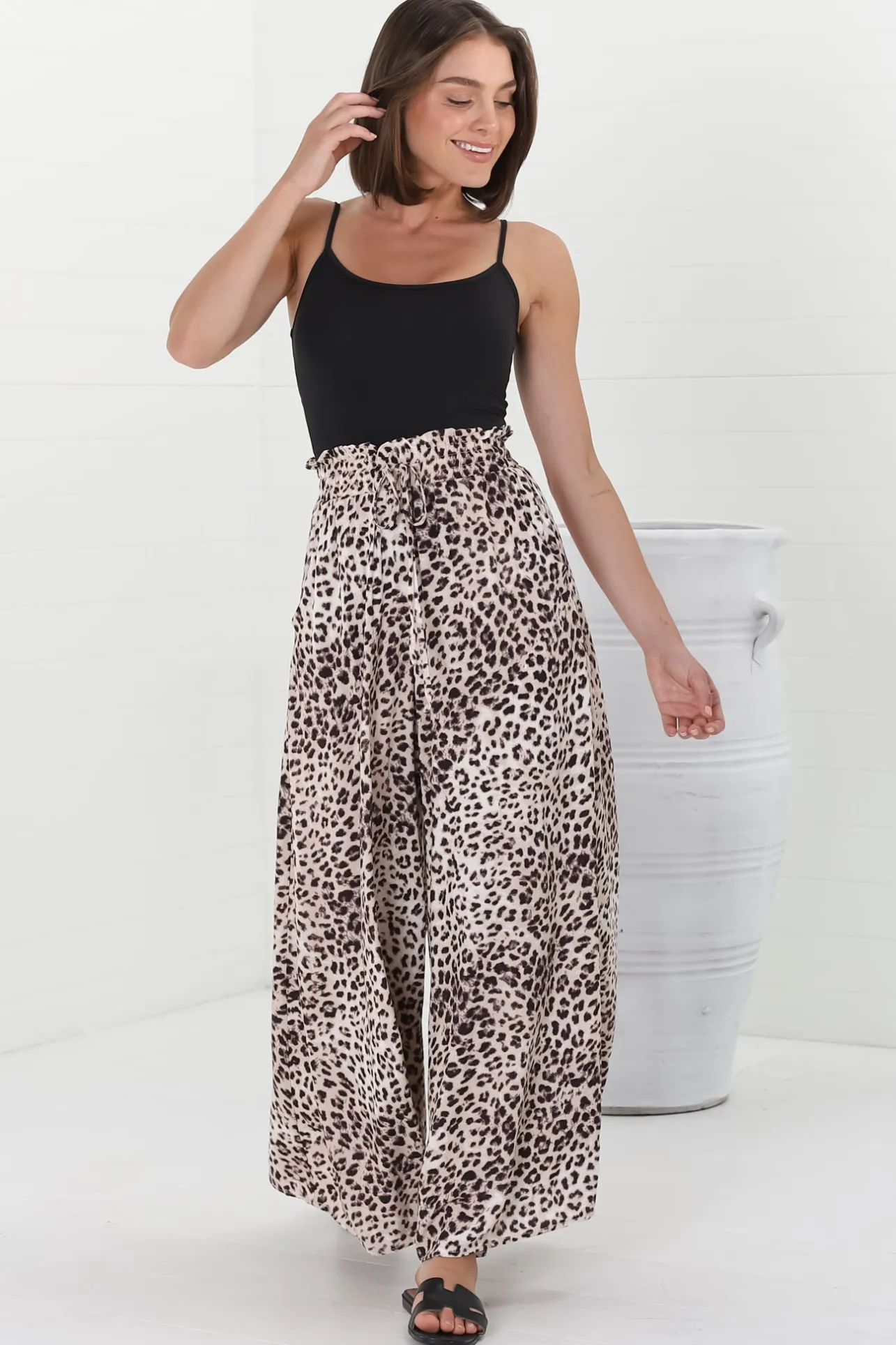 Archer Pants - High Waisted Wide Leg Pants in Tatum Print>Salty Crush