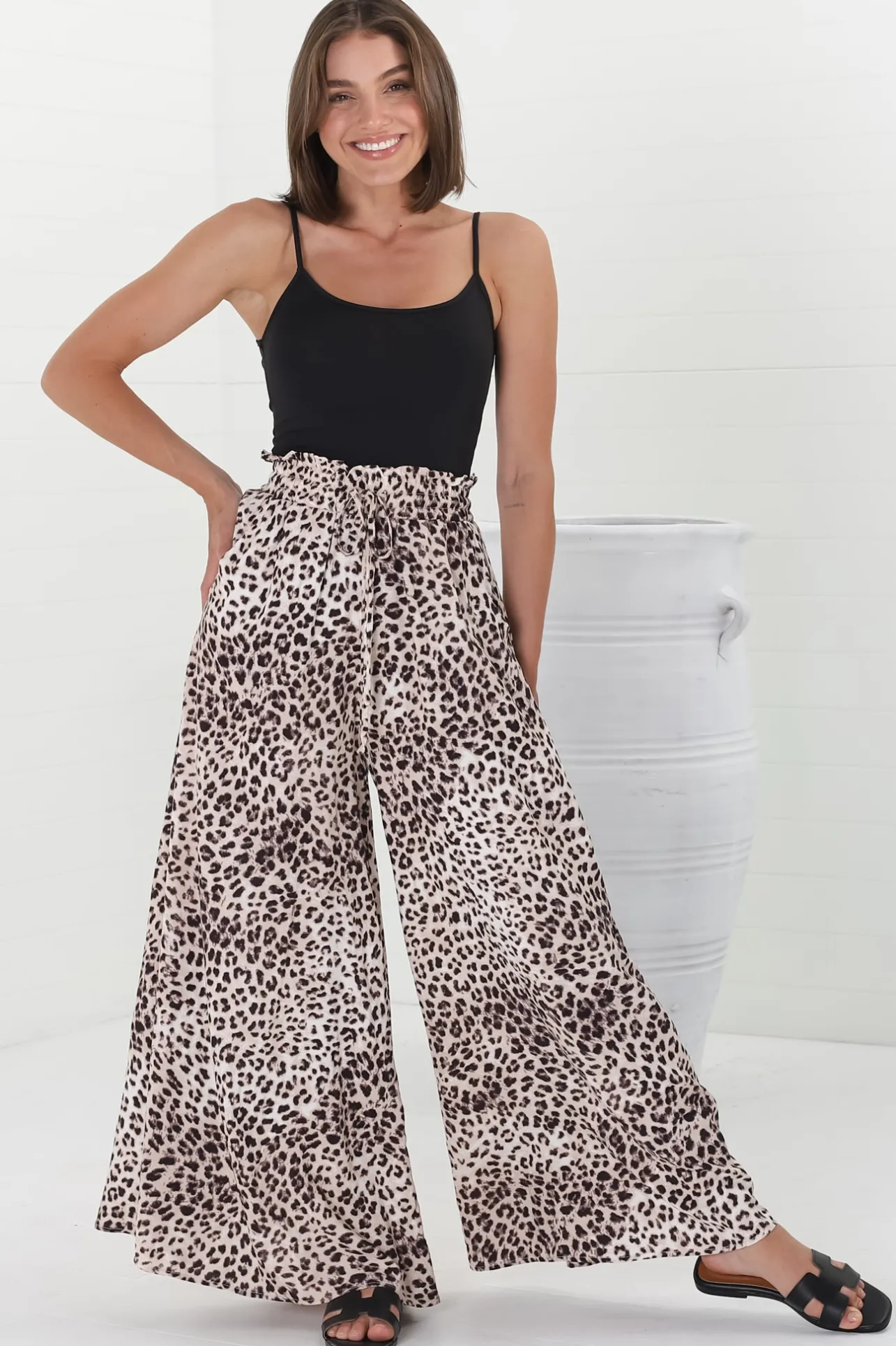 Archer Pants - High Waisted Wide Leg Pants in Tatum Print>Salty Crush