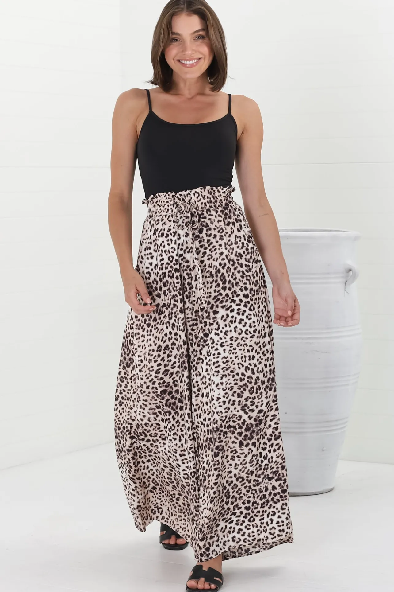 Archer Pants - High Waisted Wide Leg Pants in Tatum Print>Salty Crush