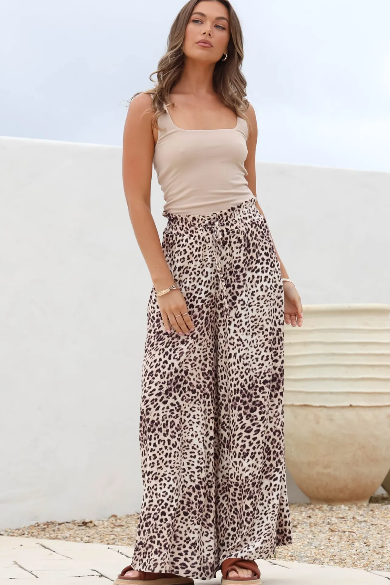 Archer Pants - High Waisted Wide Leg Pants in Tatum Print>Salty Crush