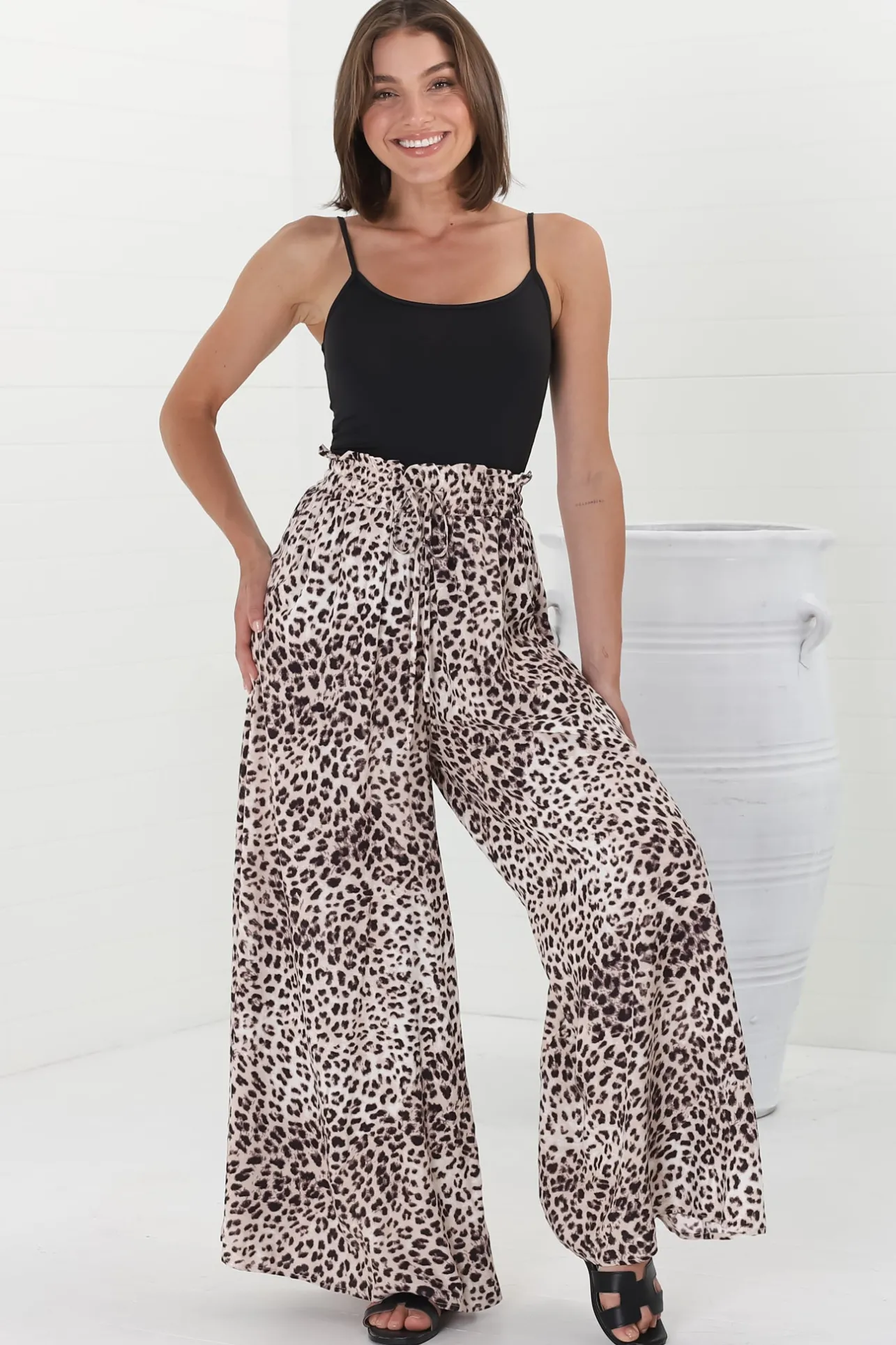 Archer Pants - High Waisted Wide Leg Pants in Tatum Print>Salty Crush