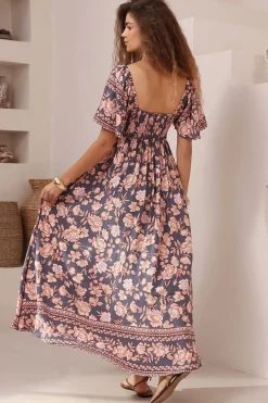 Ashby Maxi Dress - On or Off Shoulder A-Line Dress with Pockets in Leandra Print><noscript><img width=
