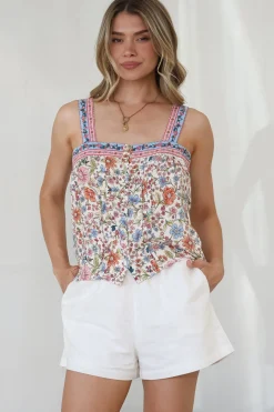 Aspa Top - Thick Adjustable Strap Button Front Crop in Scottie Print><noscript><img width=