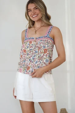 Aspa Top - Thick Adjustable Strap Button Front Crop in Scottie Print><noscript><img width=
