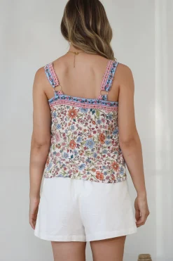 Aspa Top - Thick Adjustable Strap Button Front Crop in Scottie Print><noscript><img width=