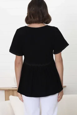 Aster Top - Pull Over Top with Rick Rack Detailing in Black><noscript><img width=