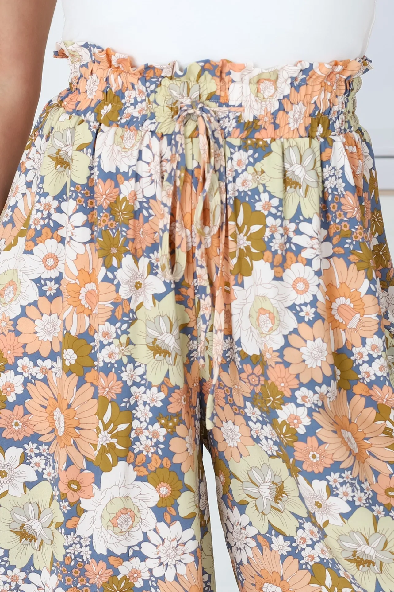 Avianna Pants - Paper Bag High Waisted Wide Leg Pants in Floral Print>Salty Crush Best