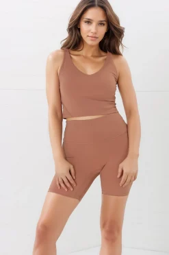 Axel Bike Shorts - Thick Highwaisted Band Bike Shorts in Burnt Orange><noscript><img width=