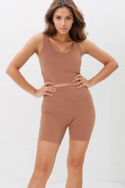 Axel Bike Shorts - Thick Highwaisted Band Bike Shorts in Burnt Orange><noscript><img width=