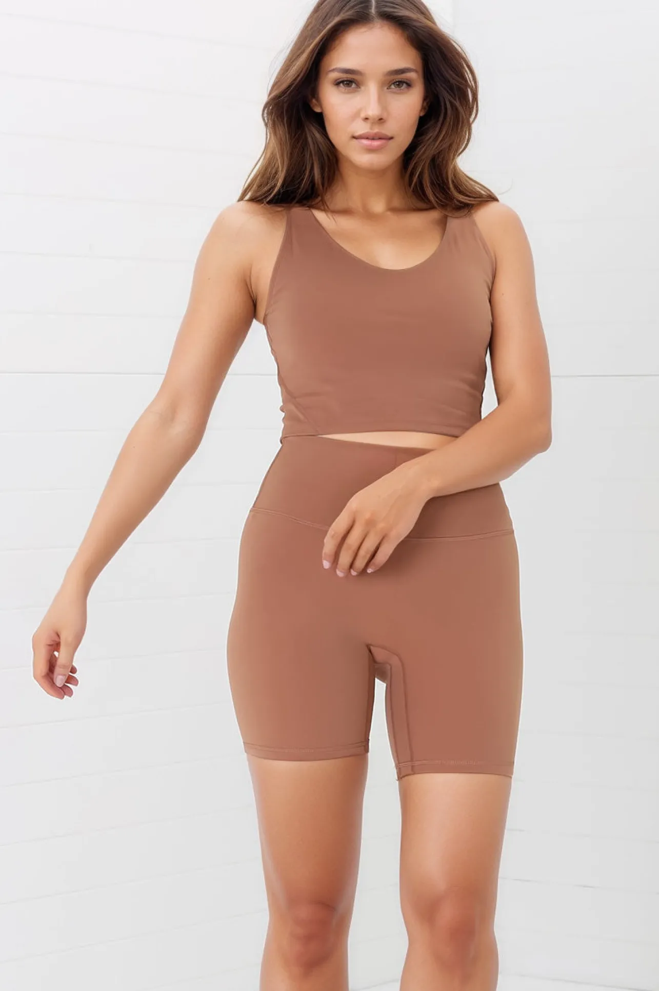 Axel Bike Shorts - Thick Highwaisted Band Bike Shorts in Burnt Orange>Salty Crush Hot