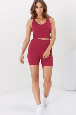 Axel Bike Shorts - Thick Highwaisted Band Bike Shorts in Magenta>Salty Crush Online