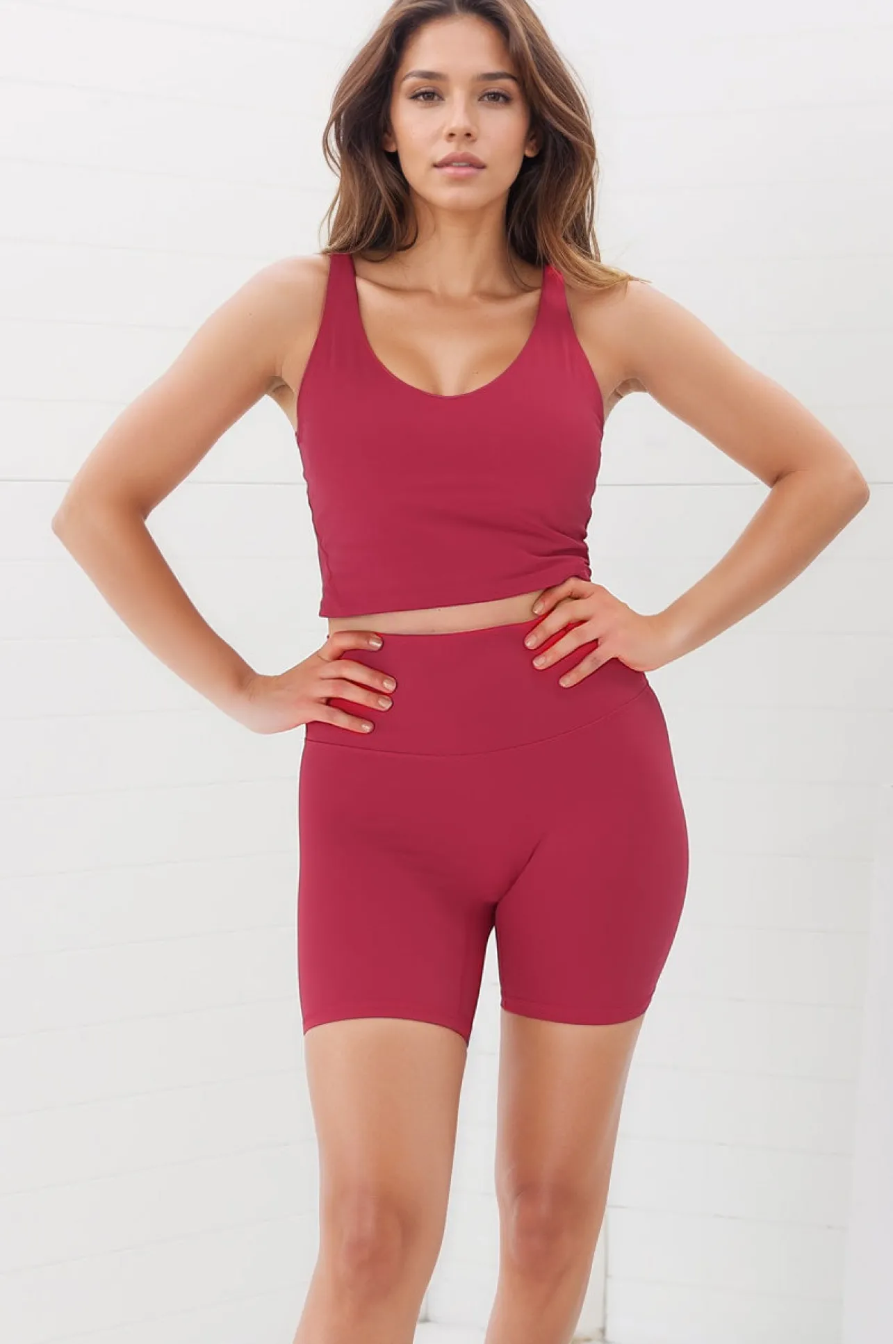 Axel Bike Shorts - Thick Highwaisted Band Bike Shorts in Magenta>Salty Crush Online
