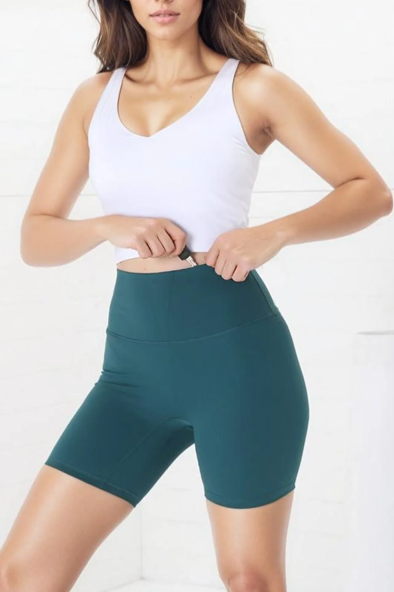 Axel Bike Shorts - Thick Highwaisted Band Bike Shorts in Teal>Salty Crush Clearance