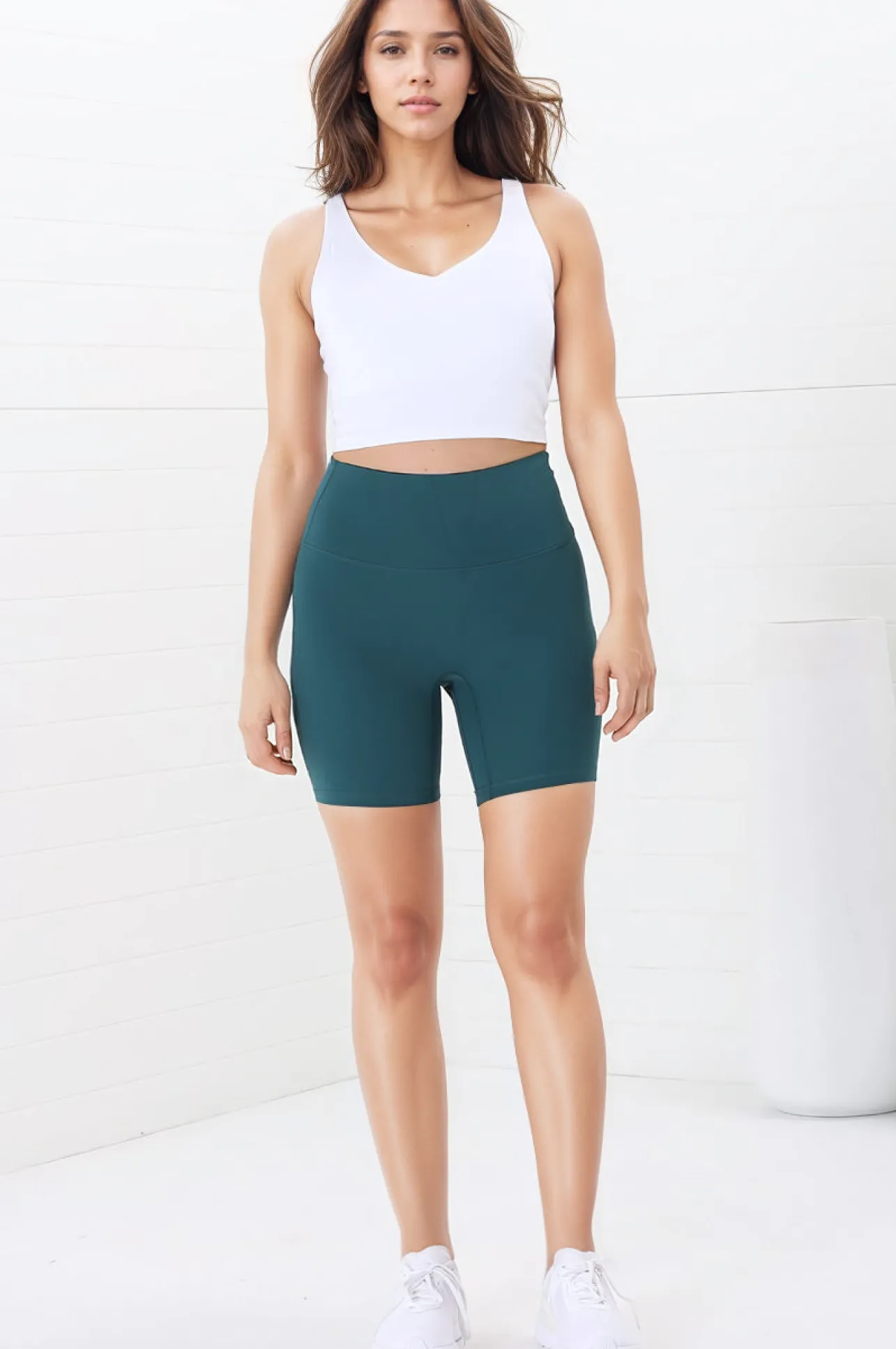 Axel Bike Shorts - Thick Highwaisted Band Bike Shorts in Teal>Salty Crush Clearance