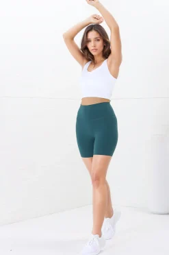 Axel Bike Shorts - Thick Highwaisted Band Bike Shorts in Teal><noscript><img width=