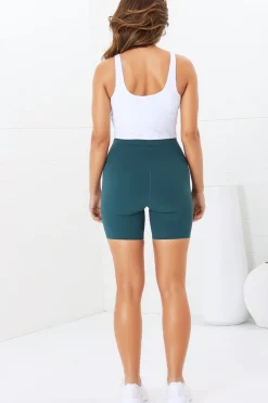 Axel Bike Shorts - Thick Highwaisted Band Bike Shorts in Teal><noscript><img width=