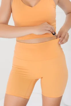 Axel Bike Shorts - Thick Highwaisted Band Bike Shorts in Boston Orange><noscript><img width=
