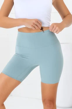 Axel Bike Shorts - Thick Highwaisted Band Bike Shorts in Frosted Green><noscript><img width=