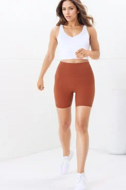 Axel Bike Shorts - Thick Highwaisted Band Bike Shorts in Tan><noscript><img width=