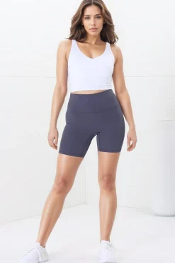 Axel Bike Shorts - Thick Highwaisted Band Bike Shorts in Lilac Grey><noscript><img width=