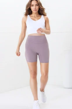 Axel Bike Shorts - Thick Highwaisted Band Bike Shorts in Mauve>Salty Crush Best