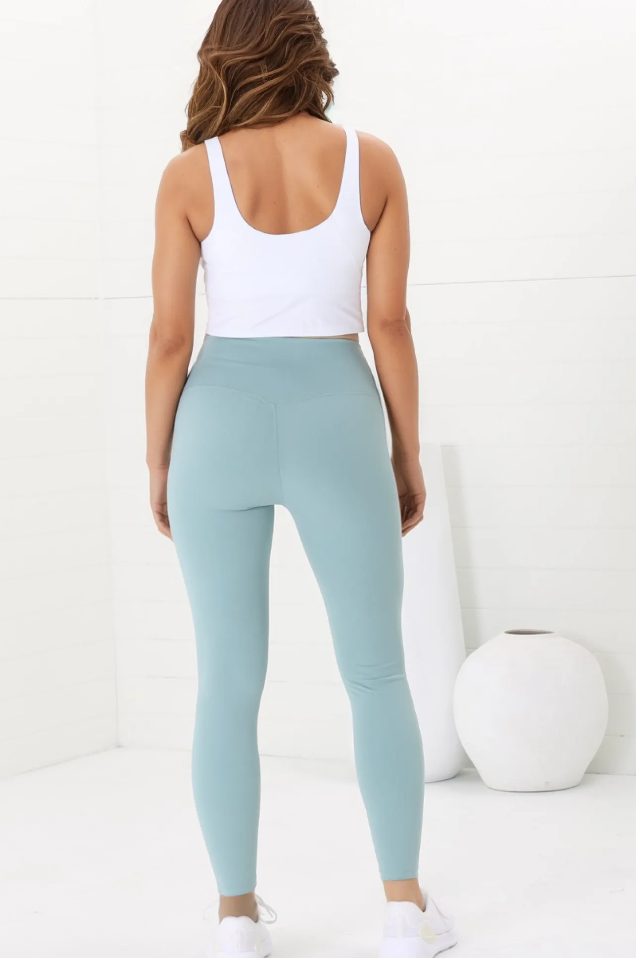 Axel Leggings - High Waisted Full Length Leggings in Frosted Green>Salty Crush Best