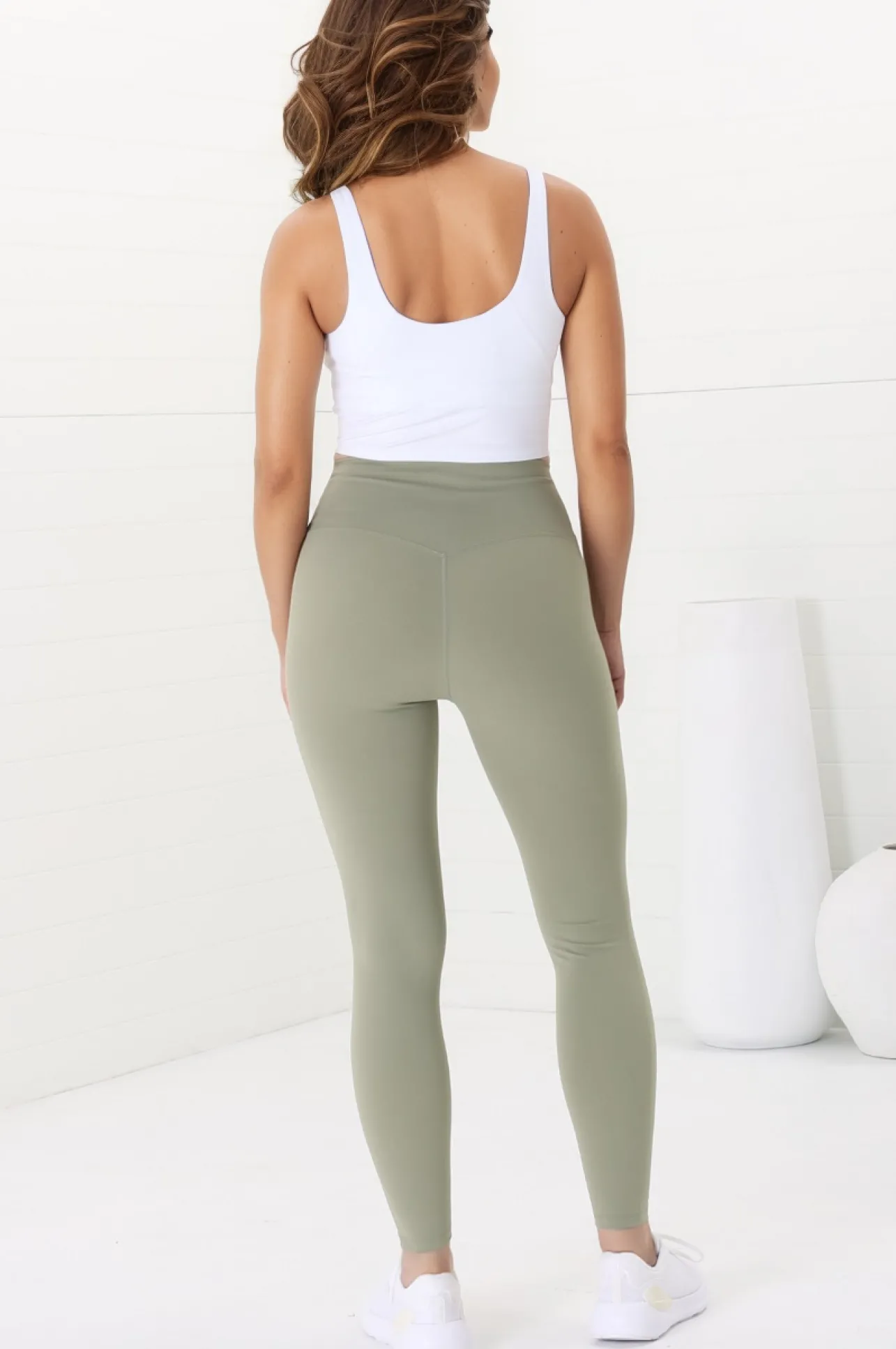 Axel Leggings - High Waisted Full Length Leggings in Matcha Green>Salty Crush Hot