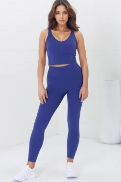 Axel Leggings - High Waisted Full Length Leggings in Cobalt Blue>Salty Crush Clearance