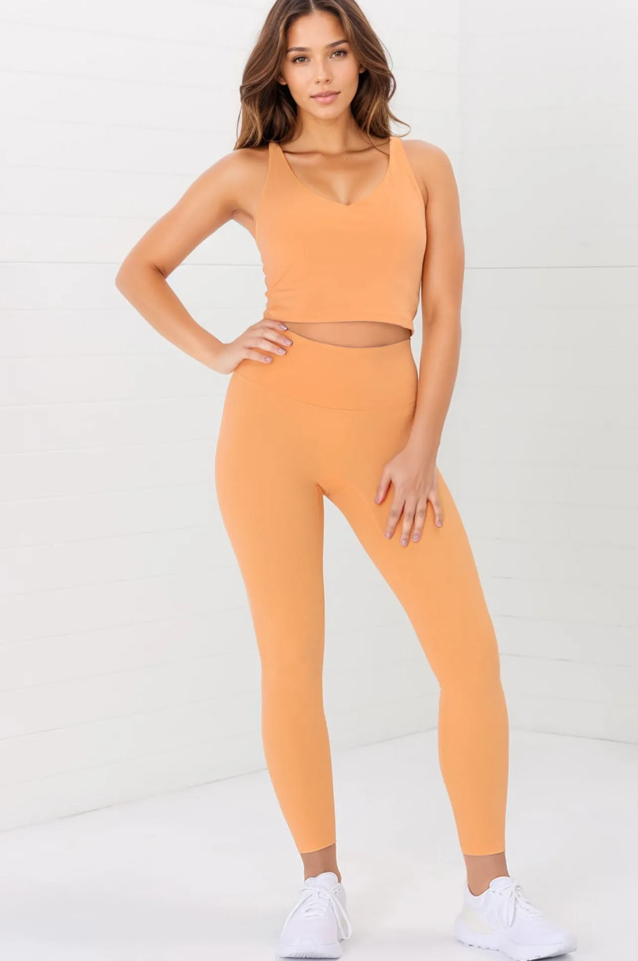 Axel Leggings - High Waisted Full Length Leggings in Boston Orange>Salty Crush Outlet