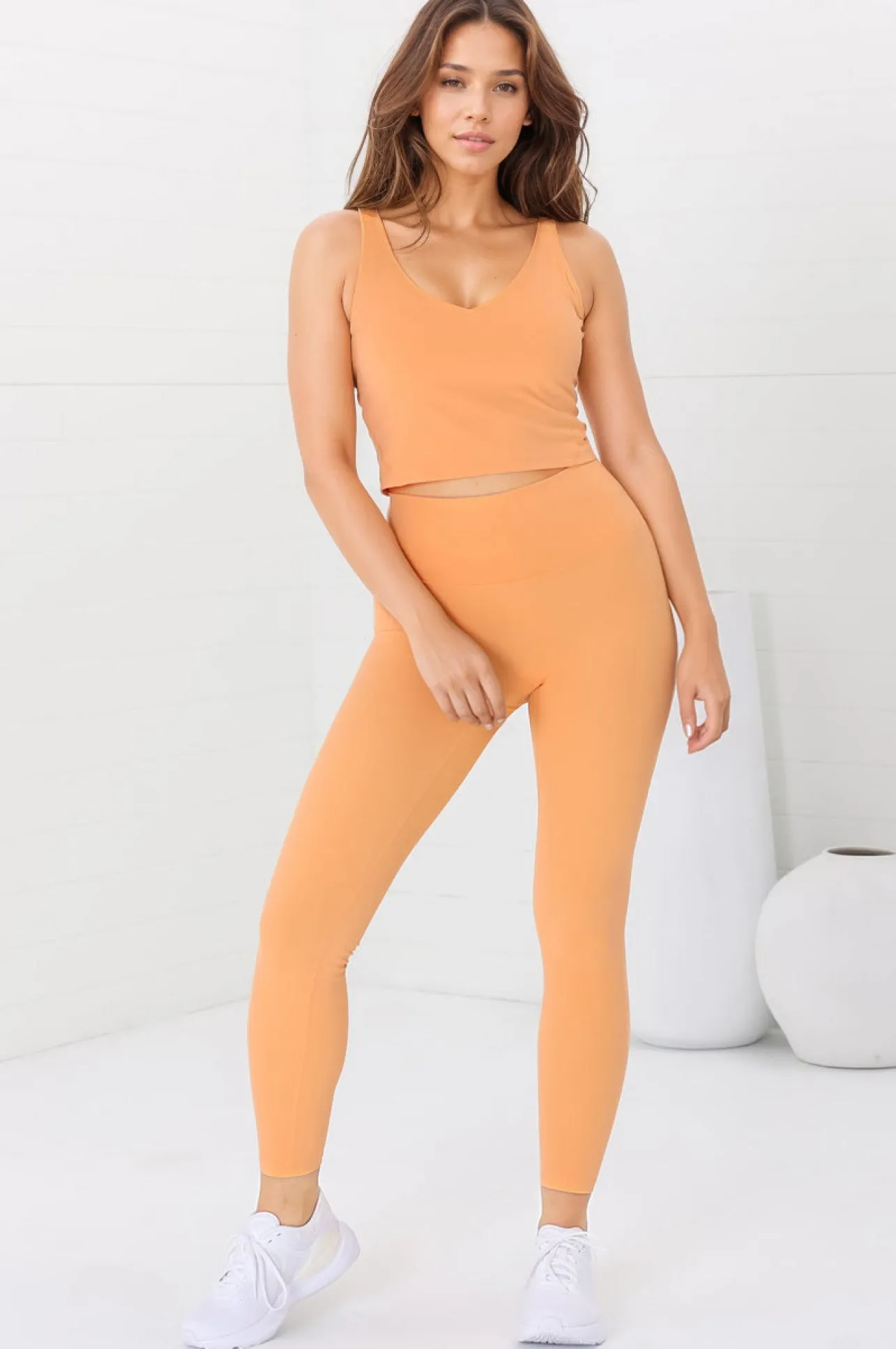 Axel Leggings - High Waisted Full Length Leggings in Boston Orange>Salty Crush Outlet