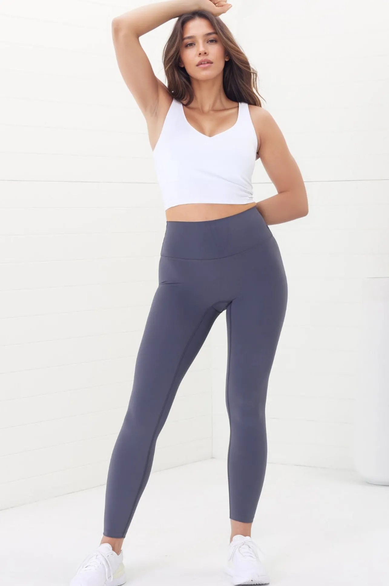 Axel Leggings - High Waisted Full Length Leggings in Lilac Grey>Salty Crush Discount