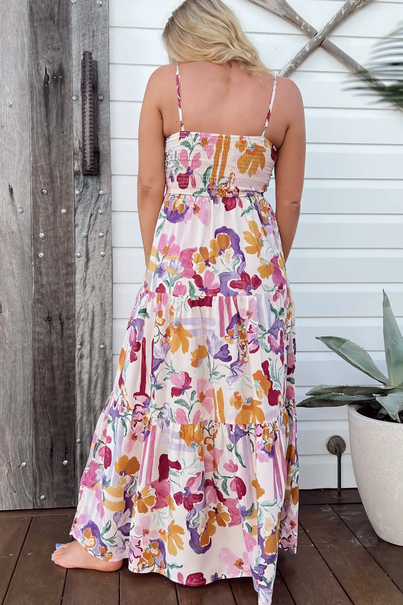 Bambi Maxi Dress - Sun Dress with Cut Out Detail and Bow at the Bust in Sweet Lily Print>Jaase Sale