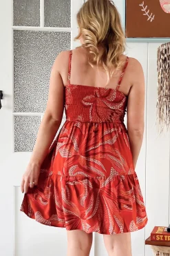 Bambi Mini Dress - Sun Dress with Cut Out Detail and Bow at the Bust in Hibiscus Print><noscript><img width=